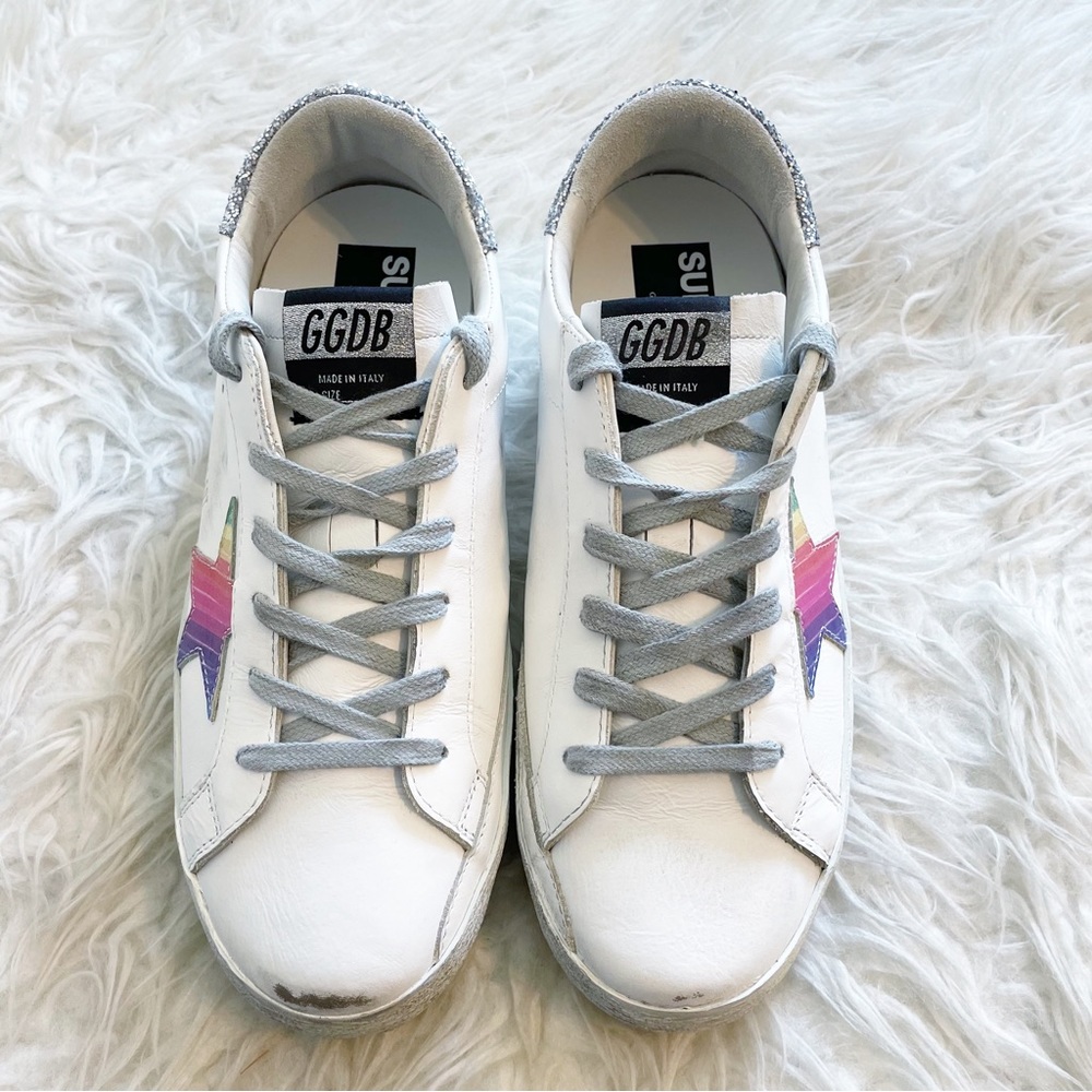 Golden Goose Superstar Rainbow Lace Up Sneaker size 40 NEW - Picture 3 of 14